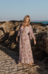 Tulip Sleeve Long Dress - Antique Pink