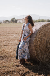 V neck adjustable dress - Cashmere Blue