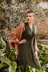 V neck adjustable dress - Olive Green